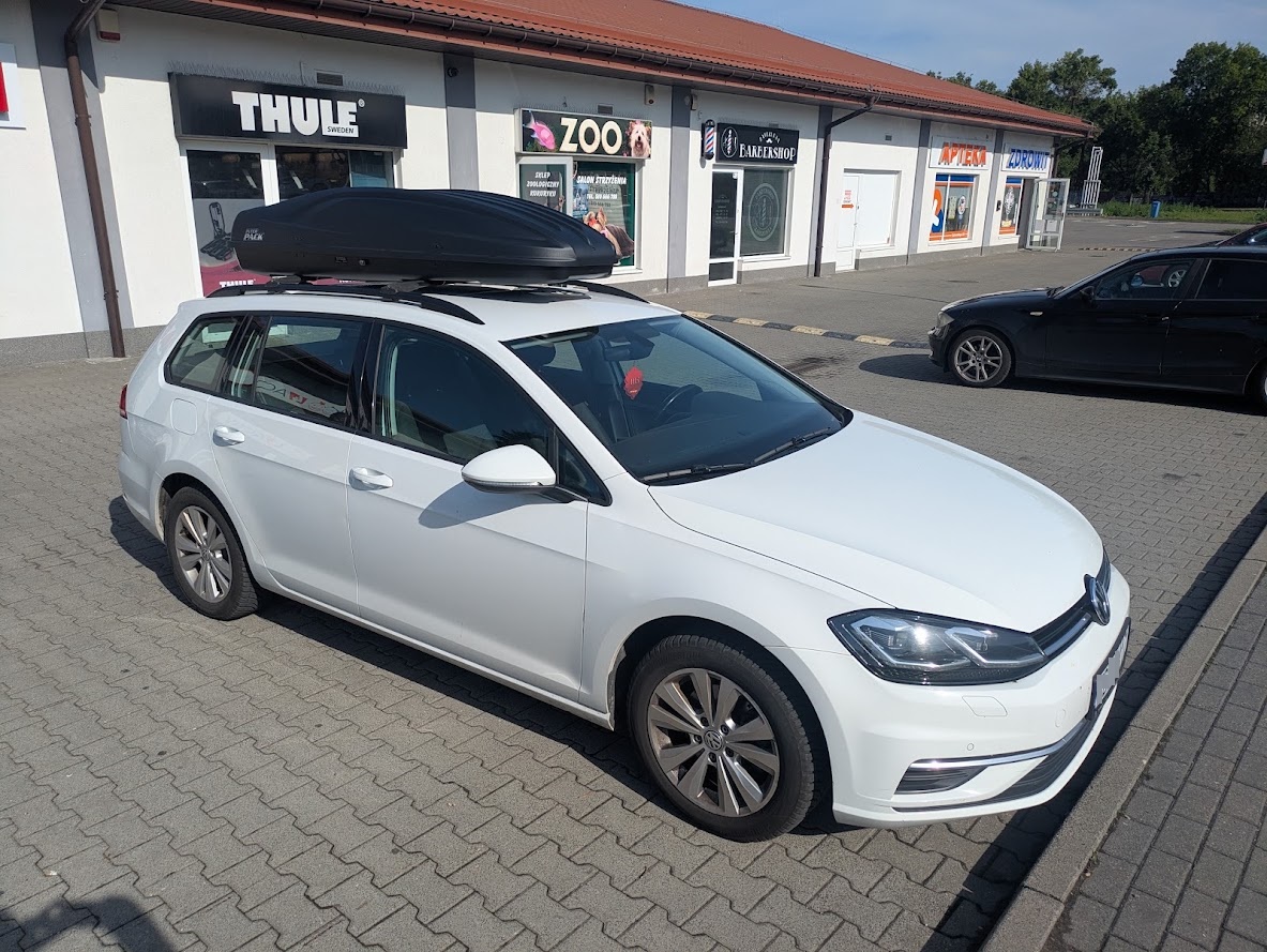 Przymiarka boxa dachowego Inter Pack Stella Kevlar 390 l do VW Golf Variant